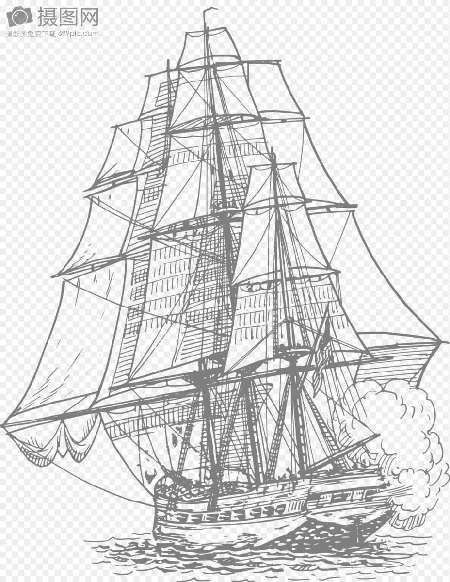 炮发射, 海盗船, 帆船