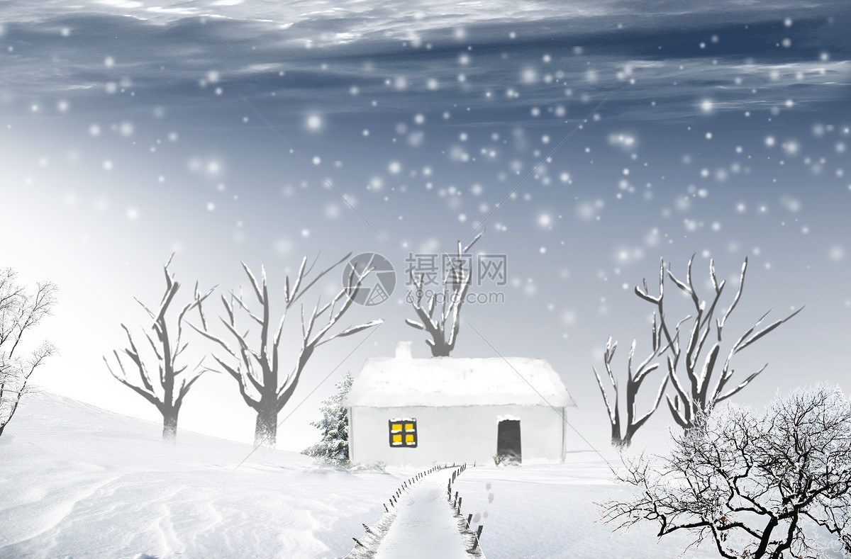 白色冬天雪景背景图片