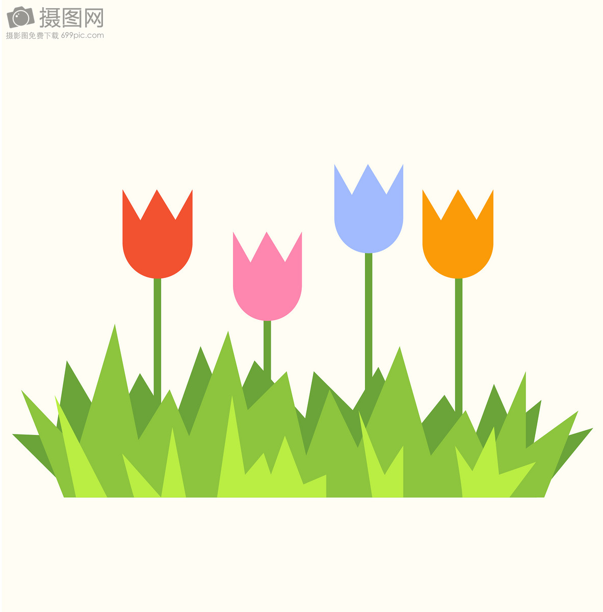 高清卡通活泼可爱的春天风景素材下载
