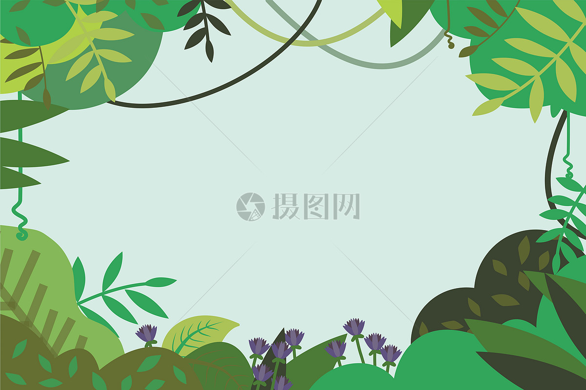 绿色森林植物叶片插画背景