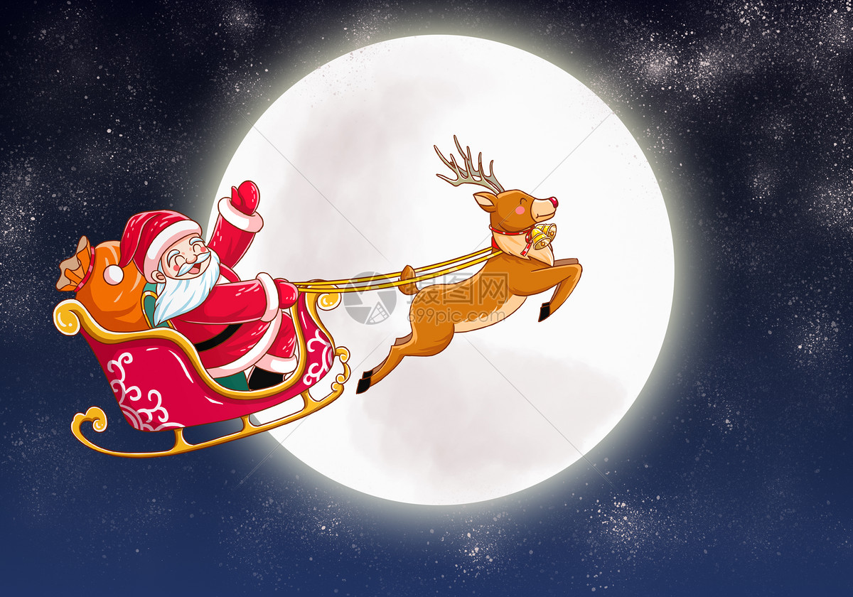 卡通圣诞老人和驯鹿矢量素材免费下载 - 觅知网