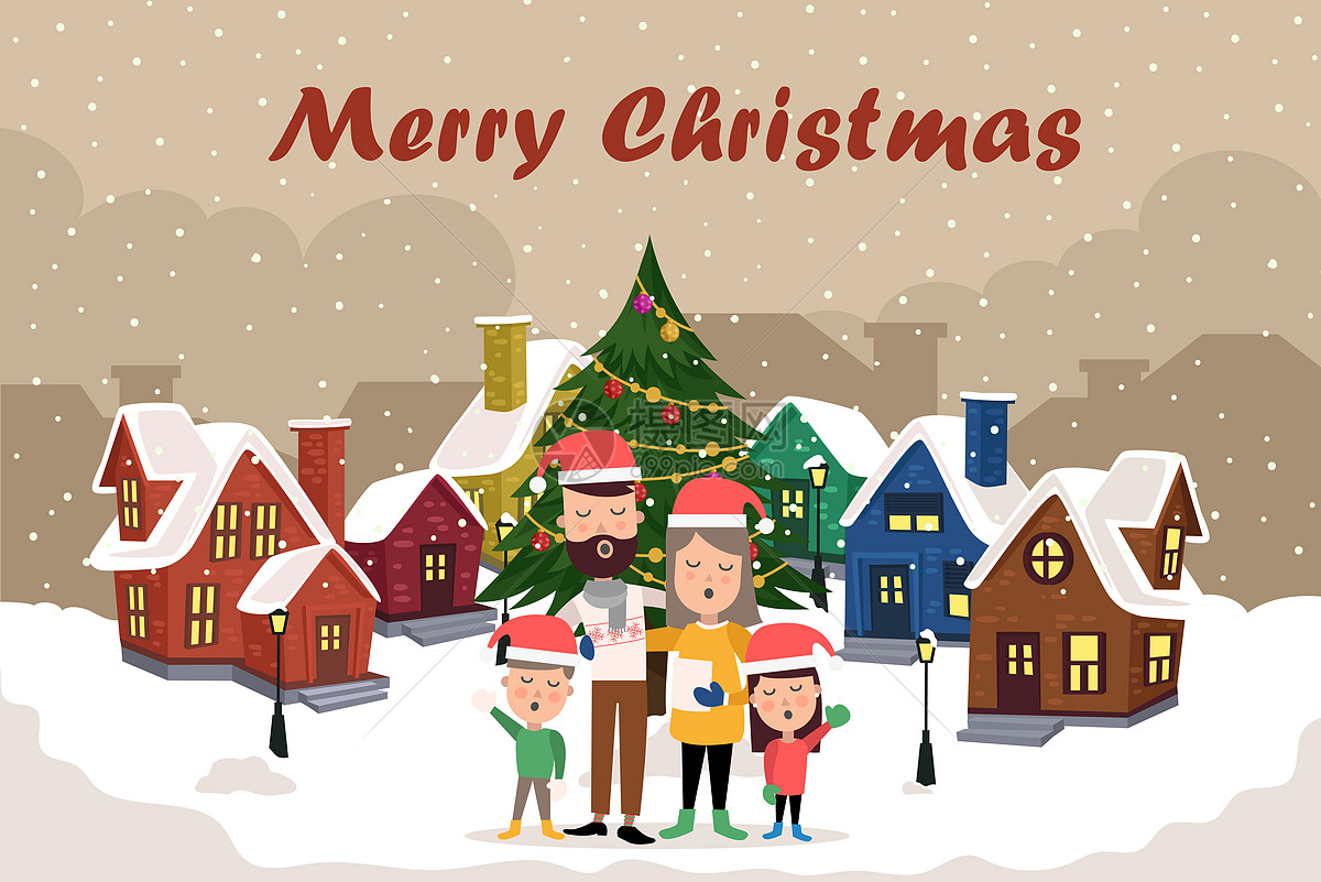 圣诞节一家人唱圣诞歌图片素材_免费下载_ai图片格式_VRF高清图片