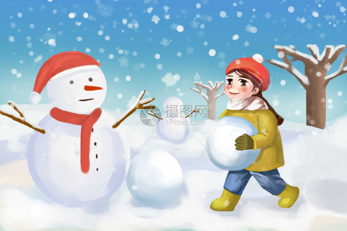 冬天小伙伴堆雪人图片素材_免费下载_psd图片格式_VRF高清图片400849895_摄图网