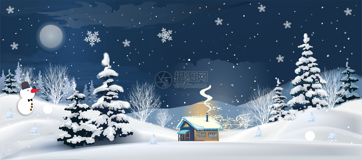 冬天雪景插画