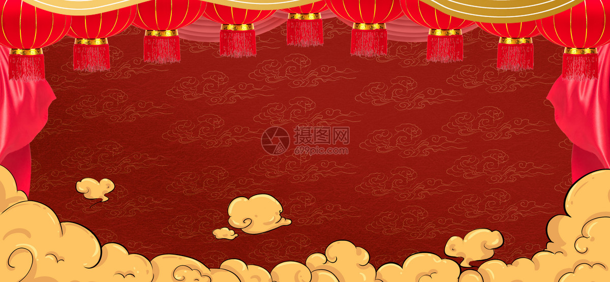 中式红色喜庆新年背景