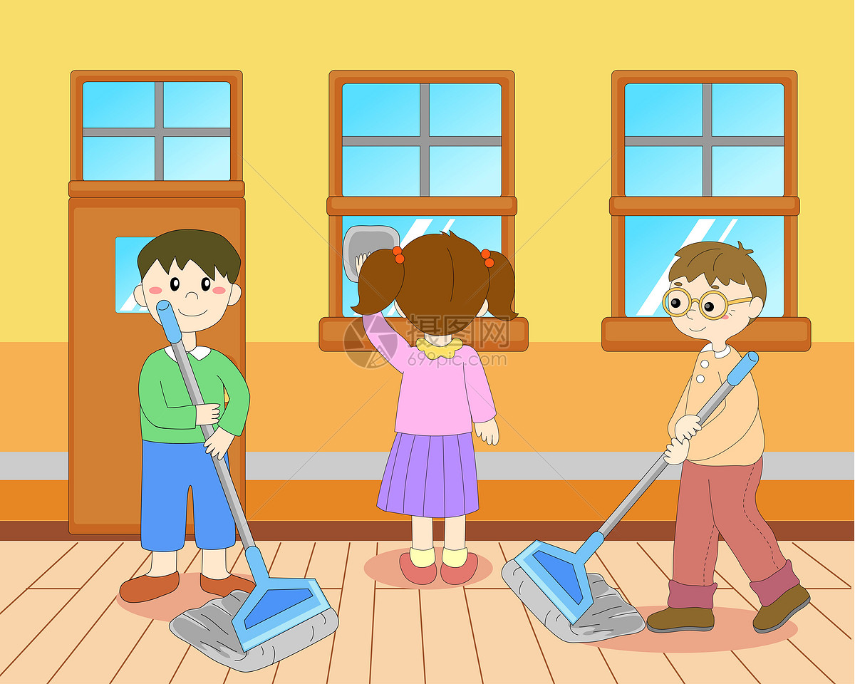 51劳动节劳动做清洁打扫卫生室内卡通插画图片-千库网