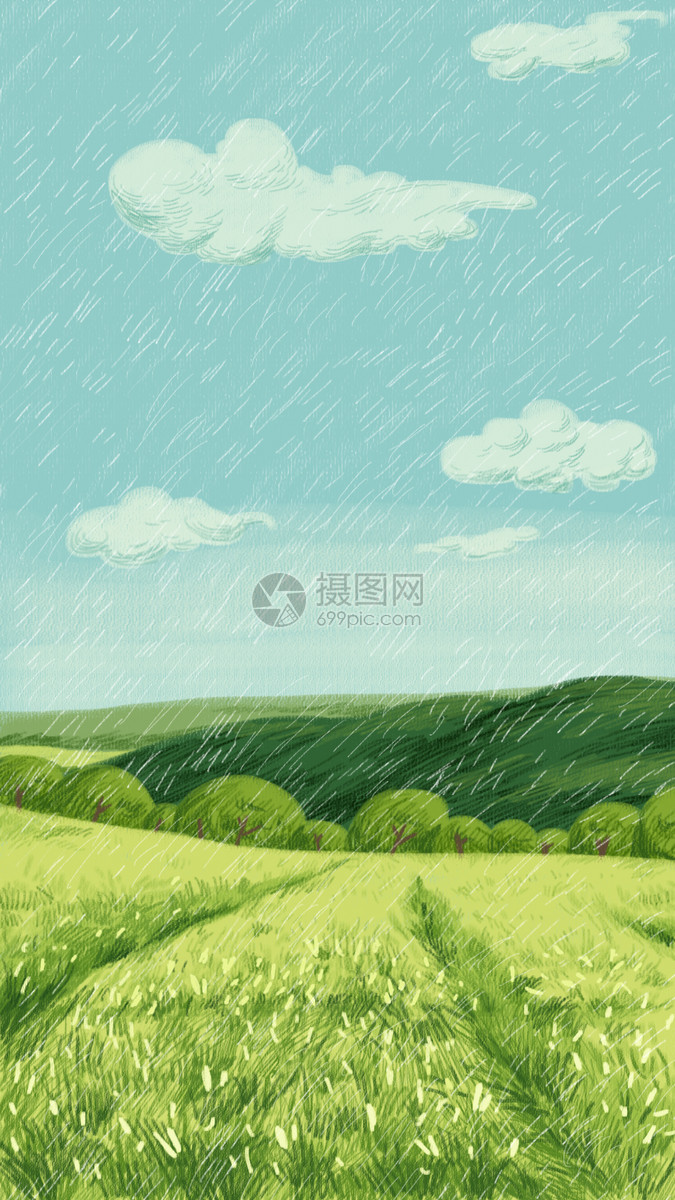 二十四节气谷雨插画
