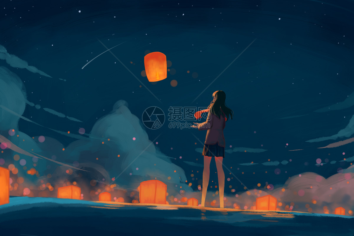 照亮漆黑夜晚的明灯psd