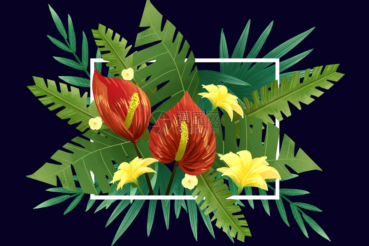 热带植物背景插画图片下载-正版图片400118840-摄图网