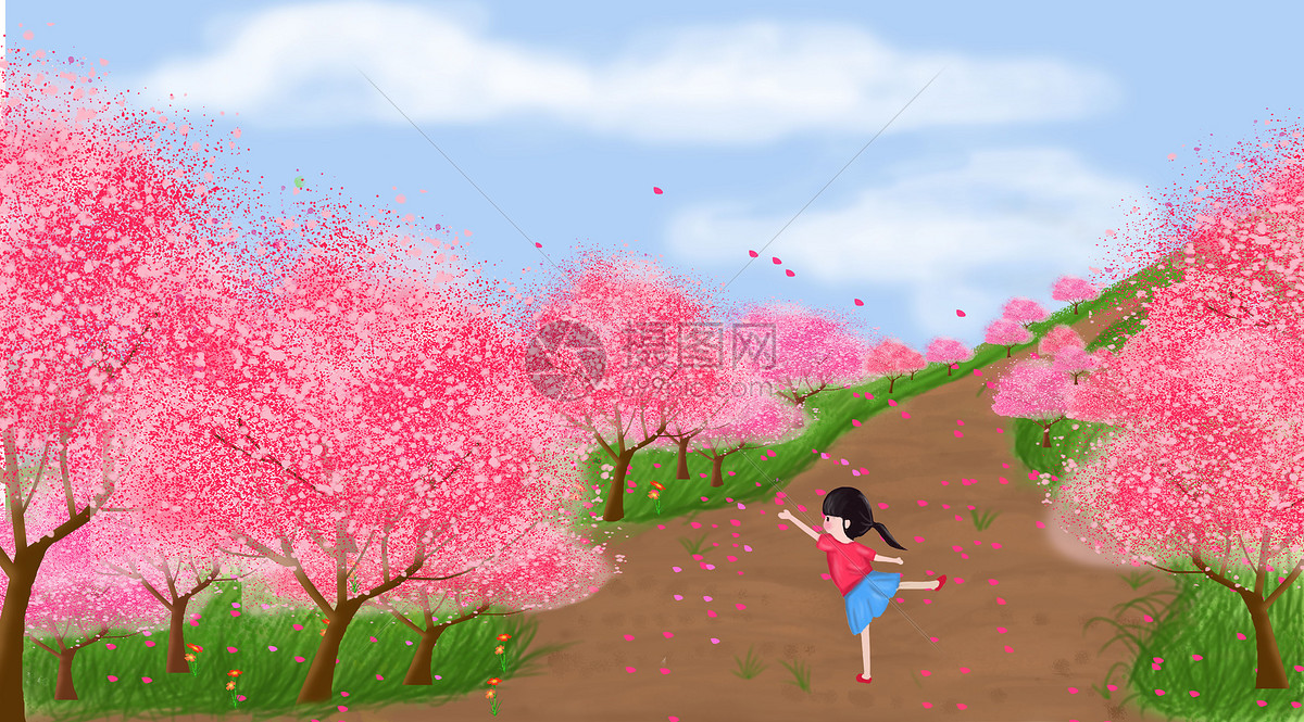 春天桃花林