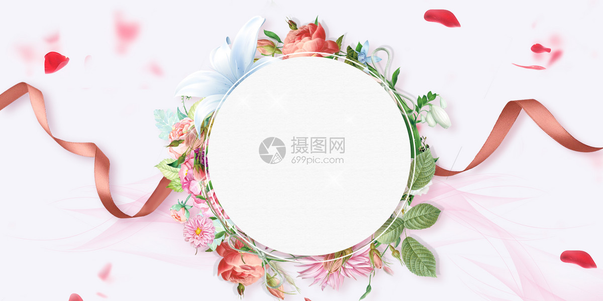 清新浪漫花环背景