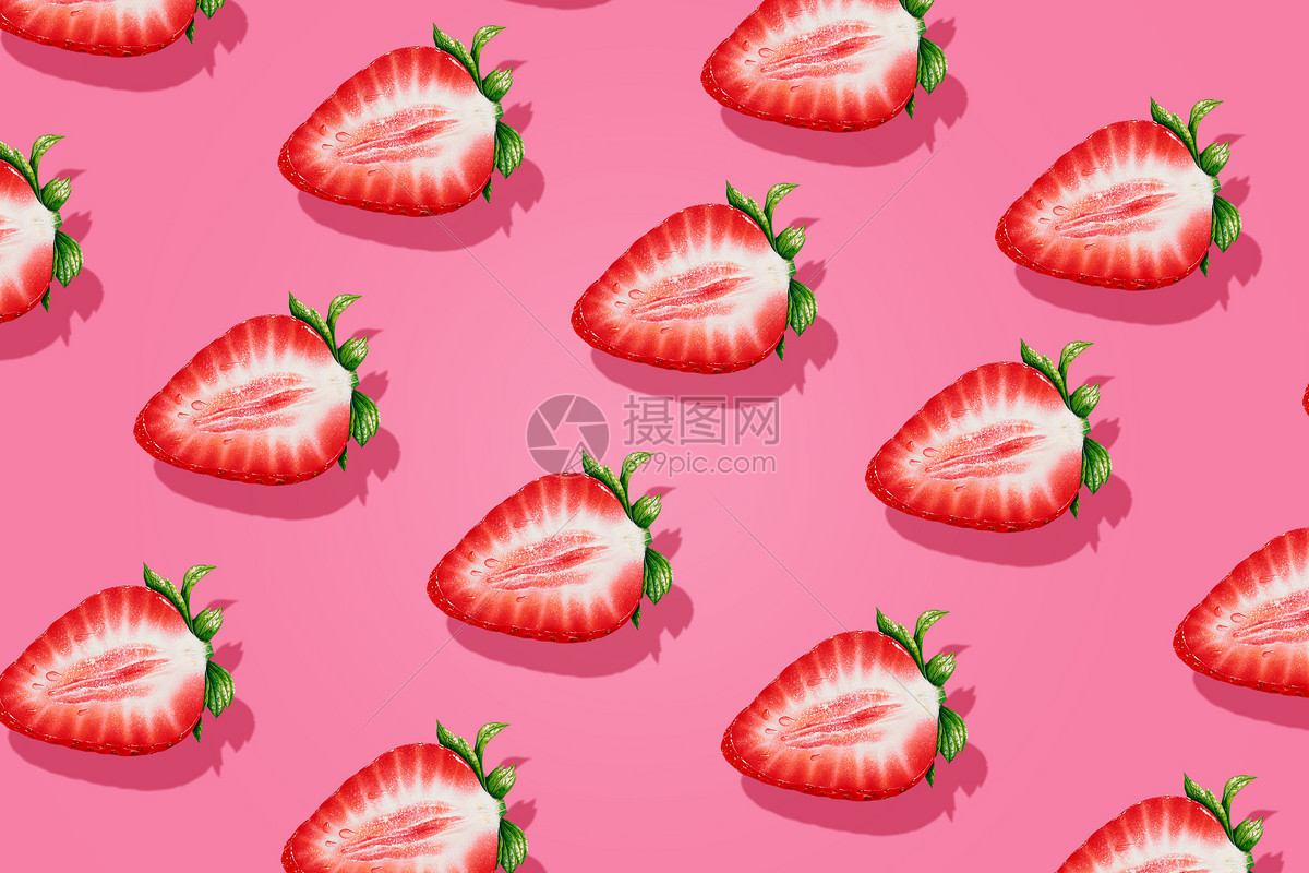 粉色少女心草莓创意背景