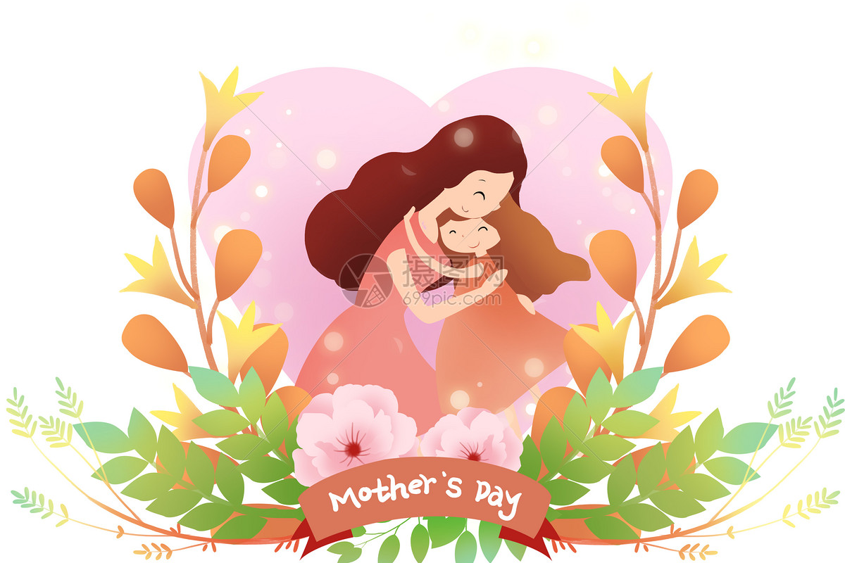 白橙色母亲手绘母亲节节日分享中文微信朋友圈封面 - 模板 - Canva可画
