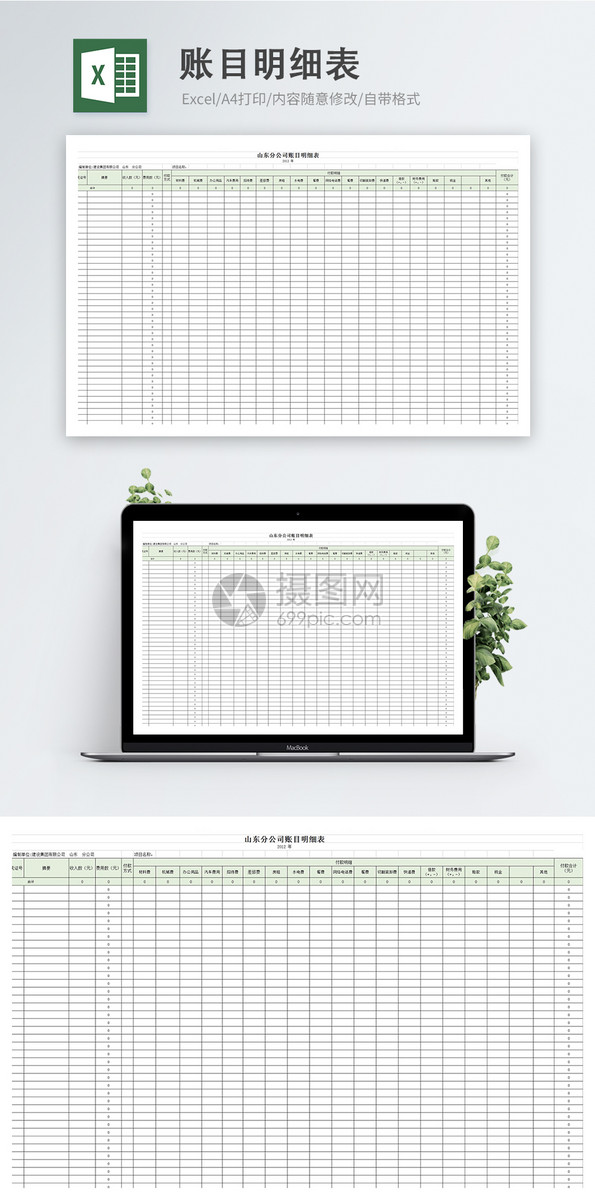 账目明细表excel模板