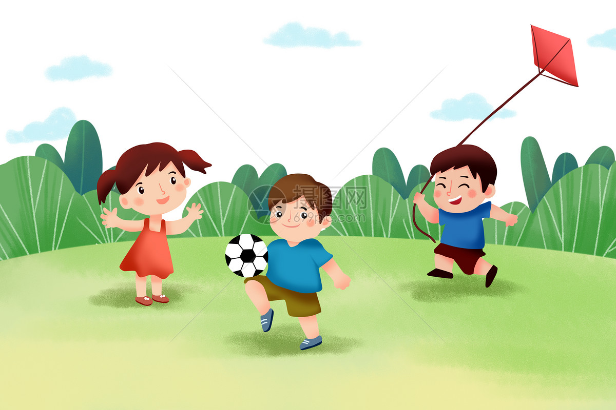玩耍的卡通儿童插画图片下载-正版图片400068856-摄图网