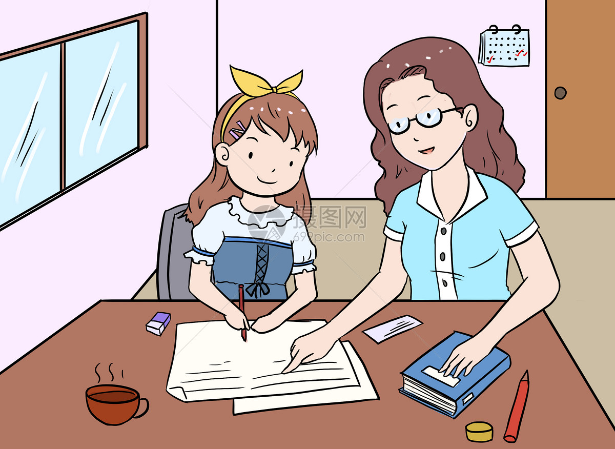 卡通手绘美丽的女老师图片素材免费下载_觅知网