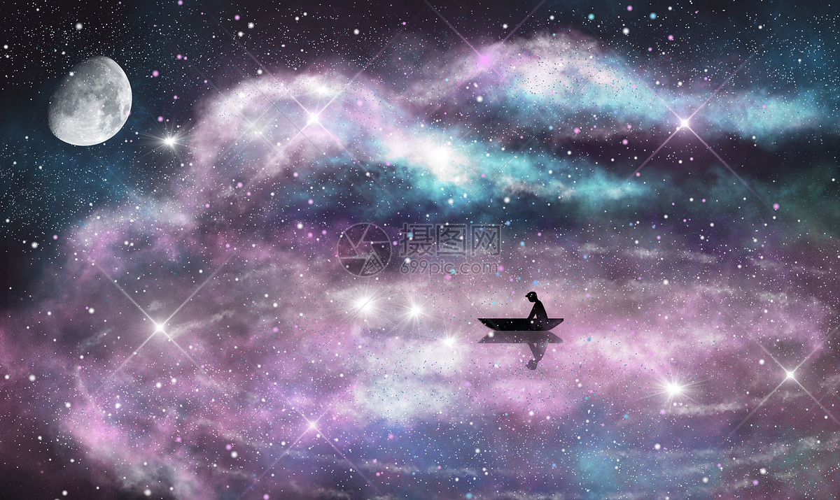 星空月亮唯美背景天空暗色
