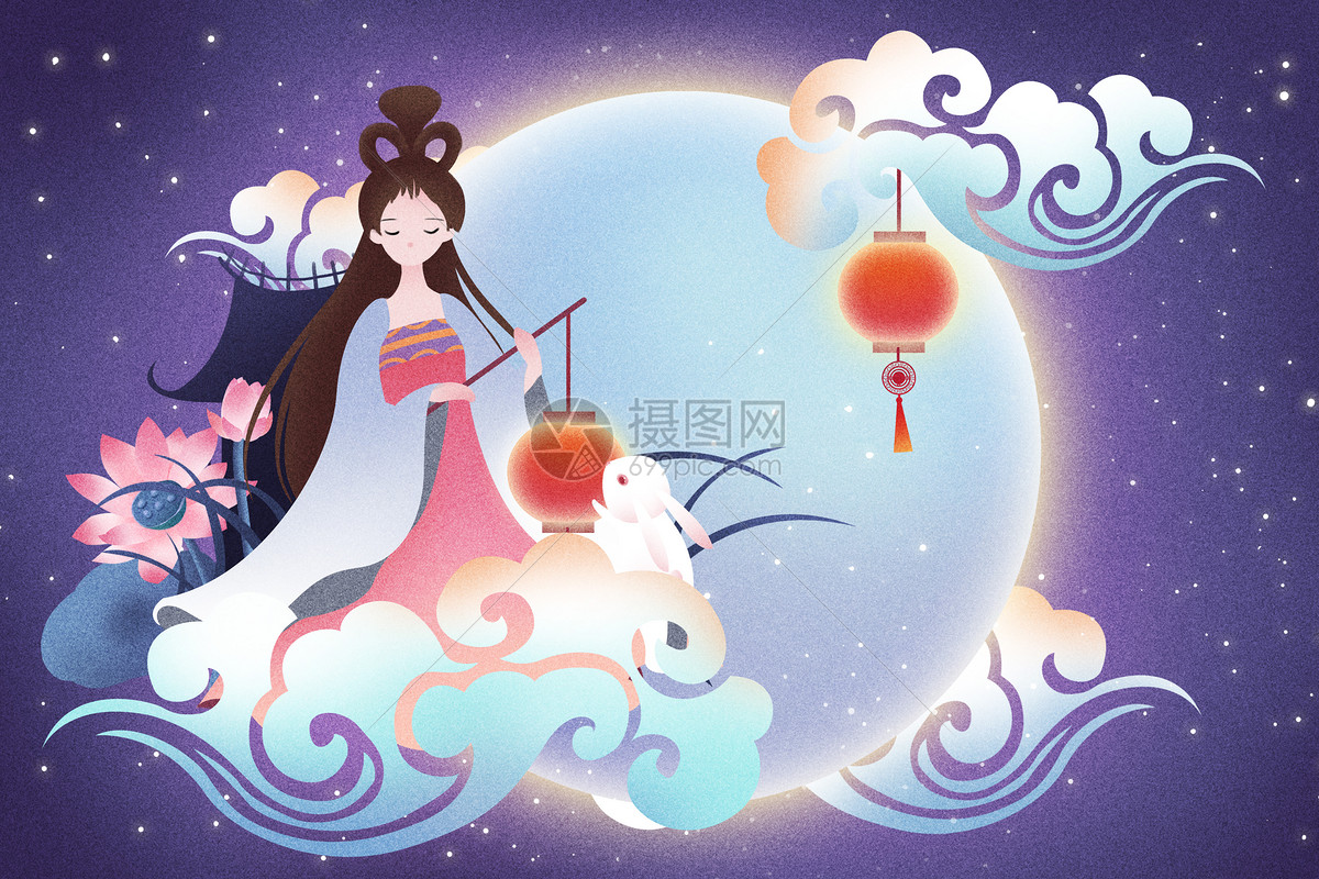 唯美中秋节插画