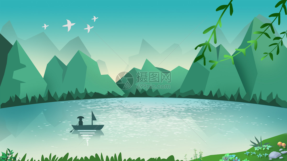 清明节山水插画图片素材_免费下载_psd图片格式_vrf高清图片401010980