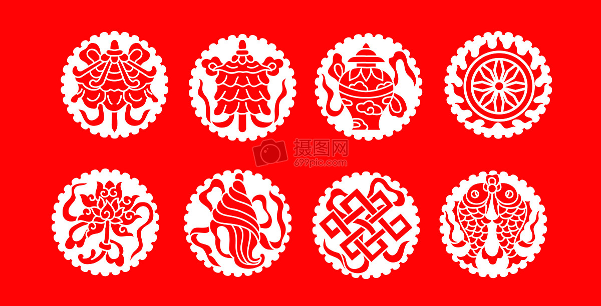 八吉祥 ai|八吉祥符号 矢量图形