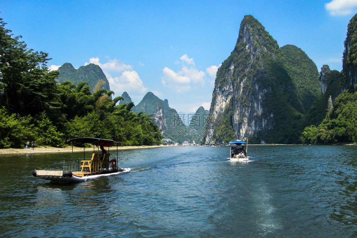 桂林山水蓝色旅游艺术字图片素材免费下载 - 觅知网