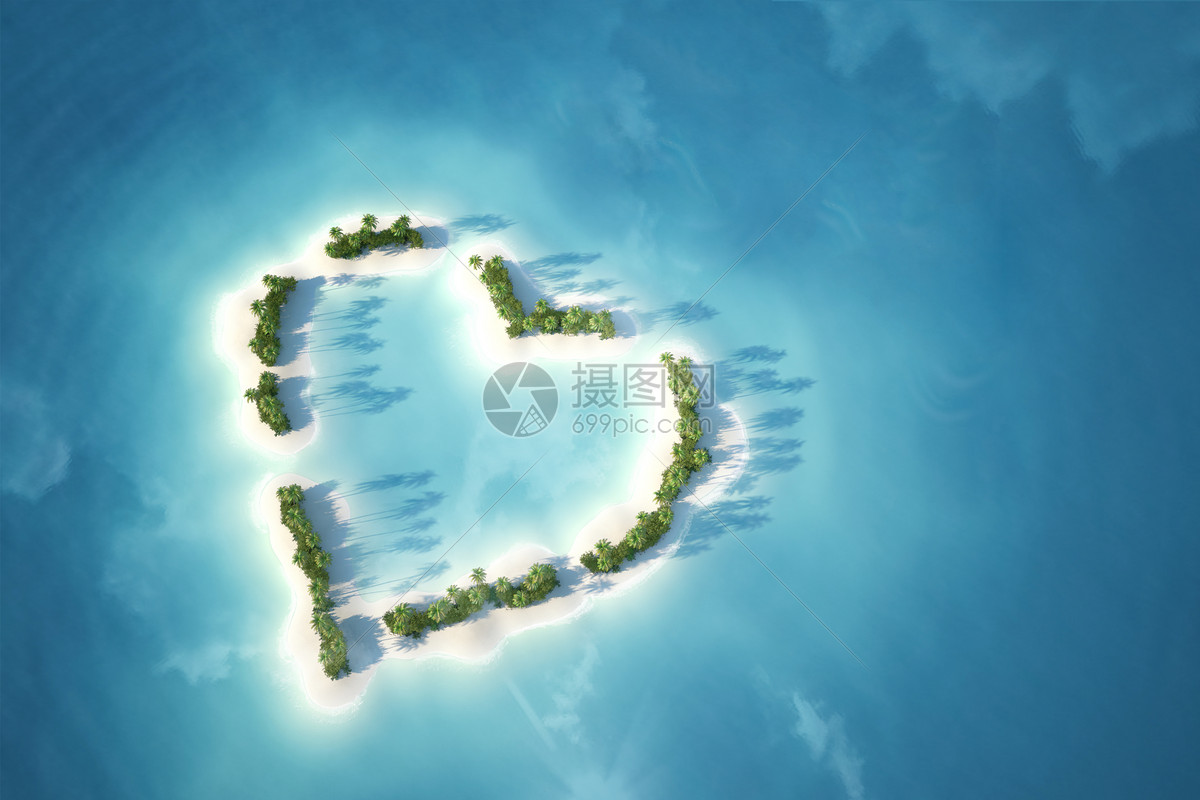 大海中的爱心岛