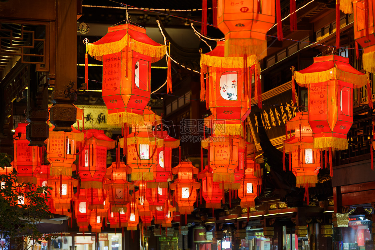 中国新年春节灯会夜景