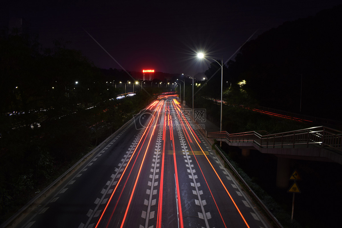 SimonZhu,lighttrails,中国,高速公路,夜晚,longexposure,沥青,建筑,城市,立交桥,城市景观-千叶网