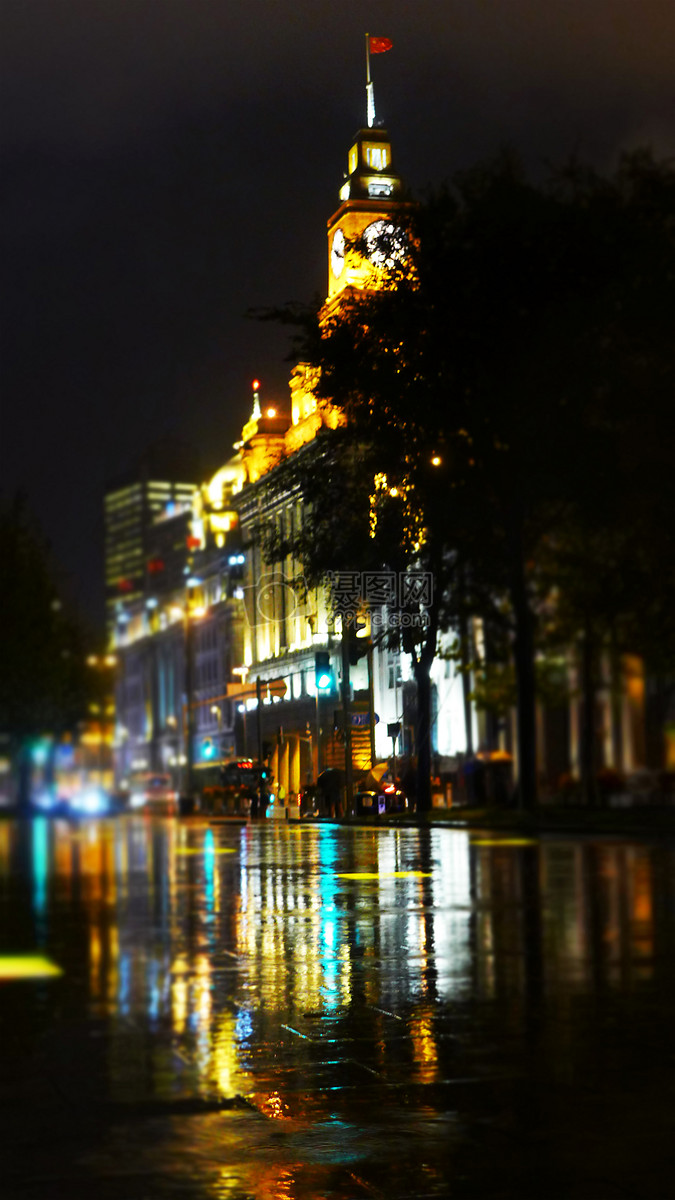 照片 自然风景 雨夜上海.