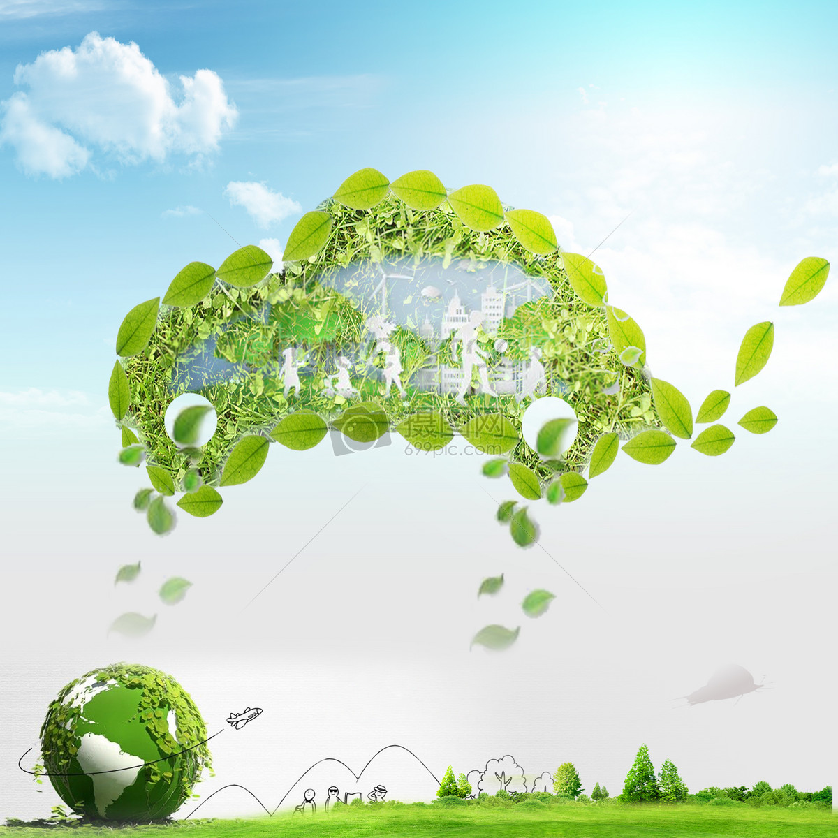 空气自然绿色清新环保创意背景/素材图片绿色清新环保创意背景/素材