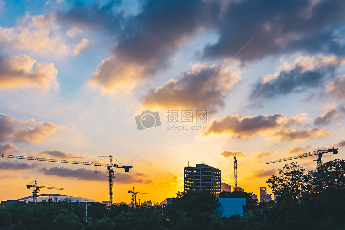 城市黄昏日落