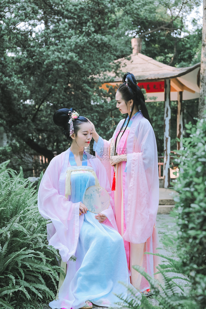 照片 人物情感 姐妹汉服古装.