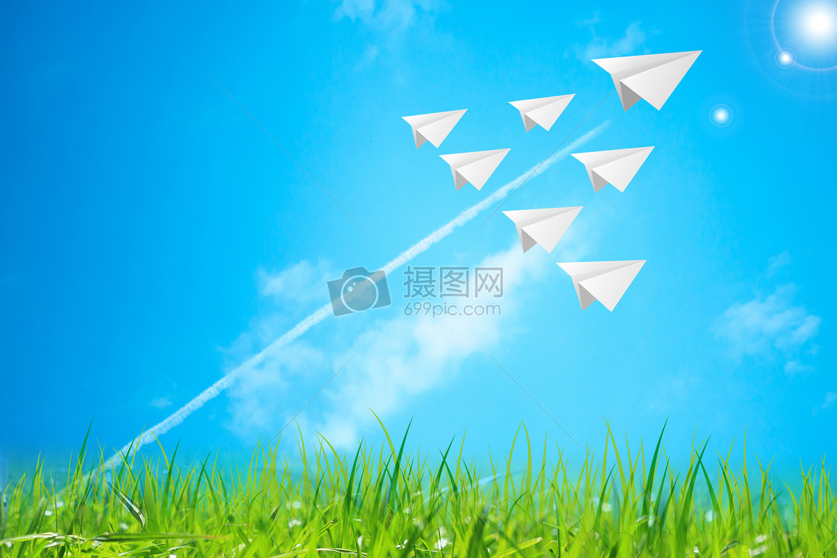 蓝天上的纸飞机摄影图片免费下载_科学/技术图库大全