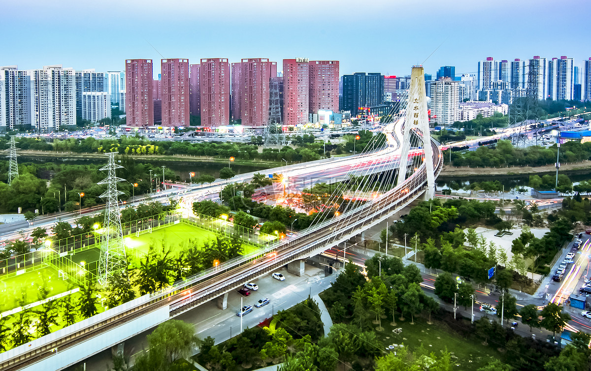 北京立水西桥立水桥城铁天通苑夜景