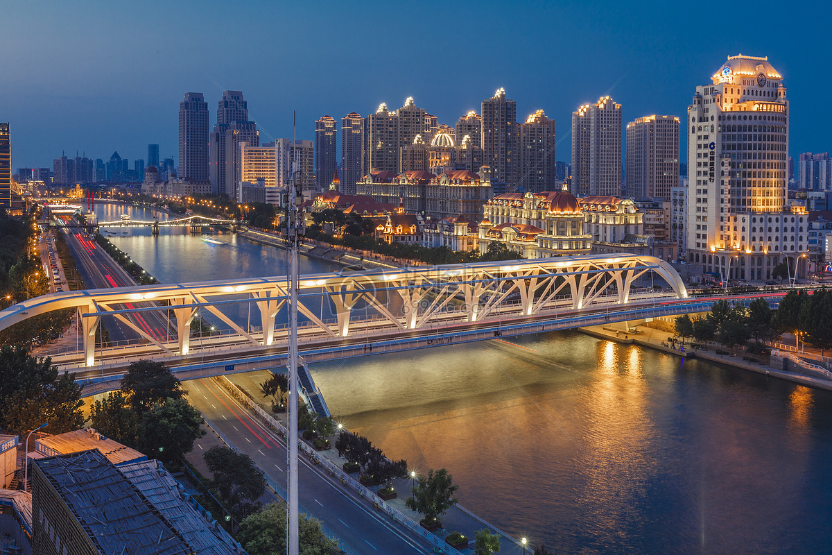 进步桥天津夜景进步桥夜景