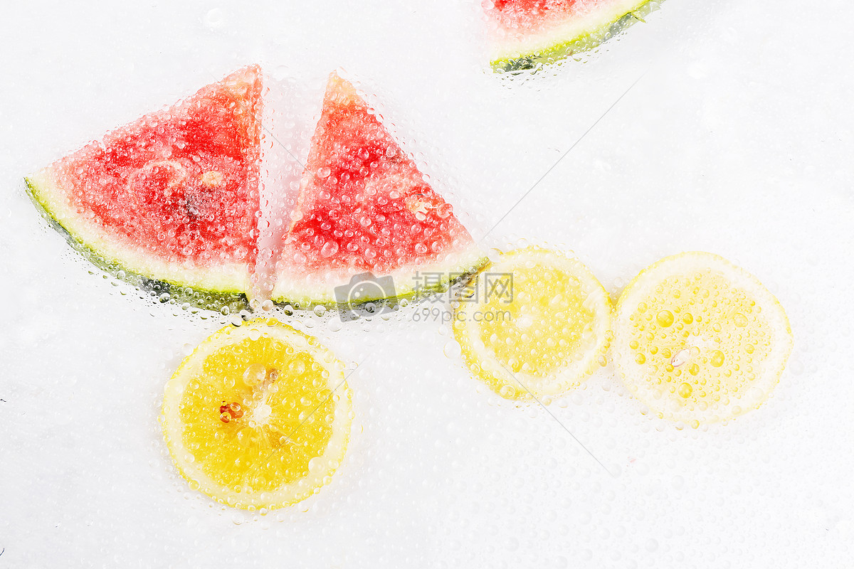 手绘西瓜和柠檬清凉一夏免费下载_插画图片(7087像素)-千图网