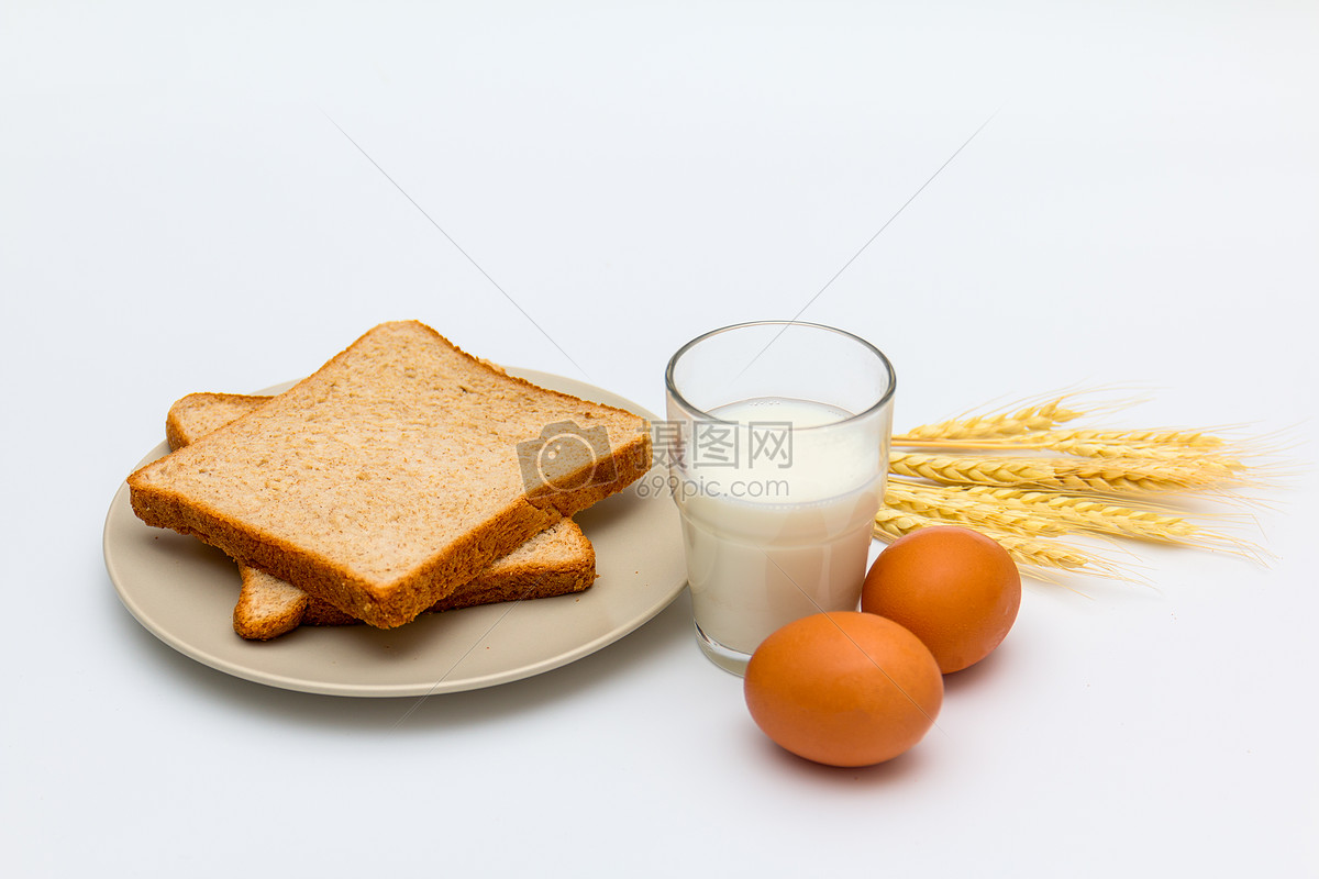 牛奶鸡蛋面包蛋糕摄影图高清摄影大图-千库网