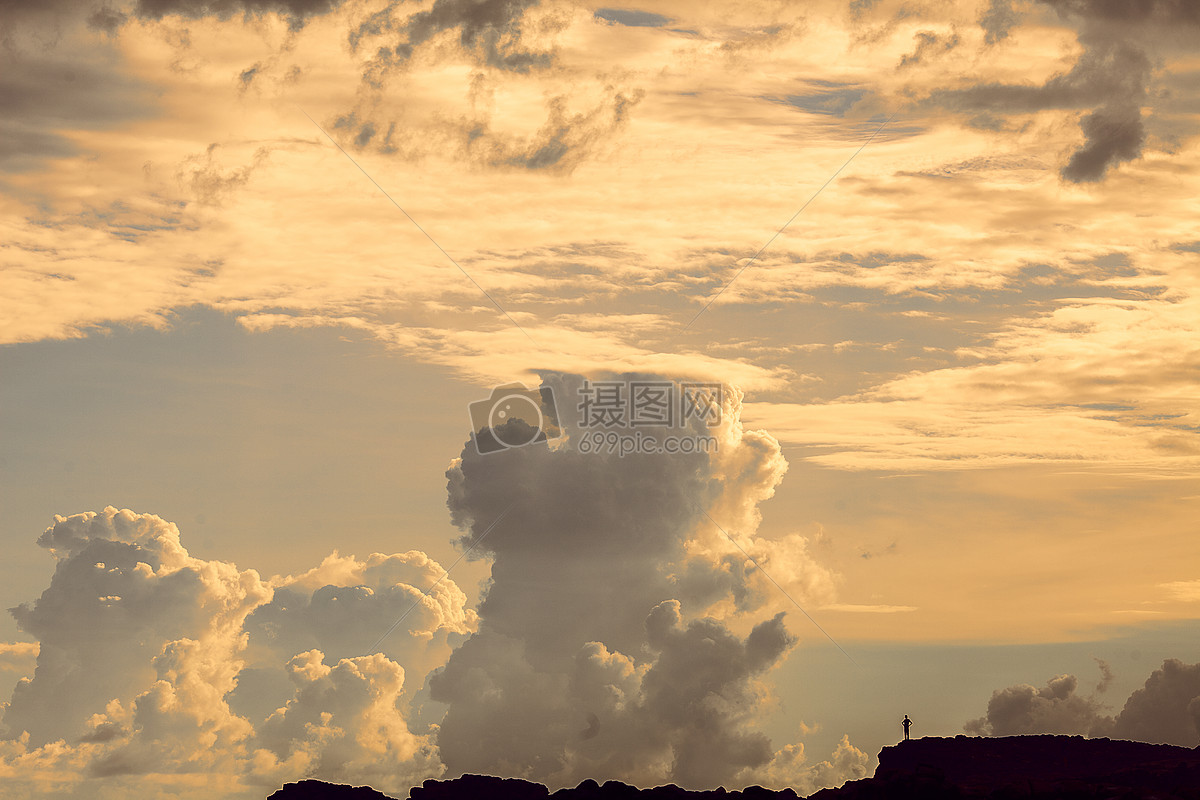 照片 自然风景 孤独的夕阳云朵风景风光.