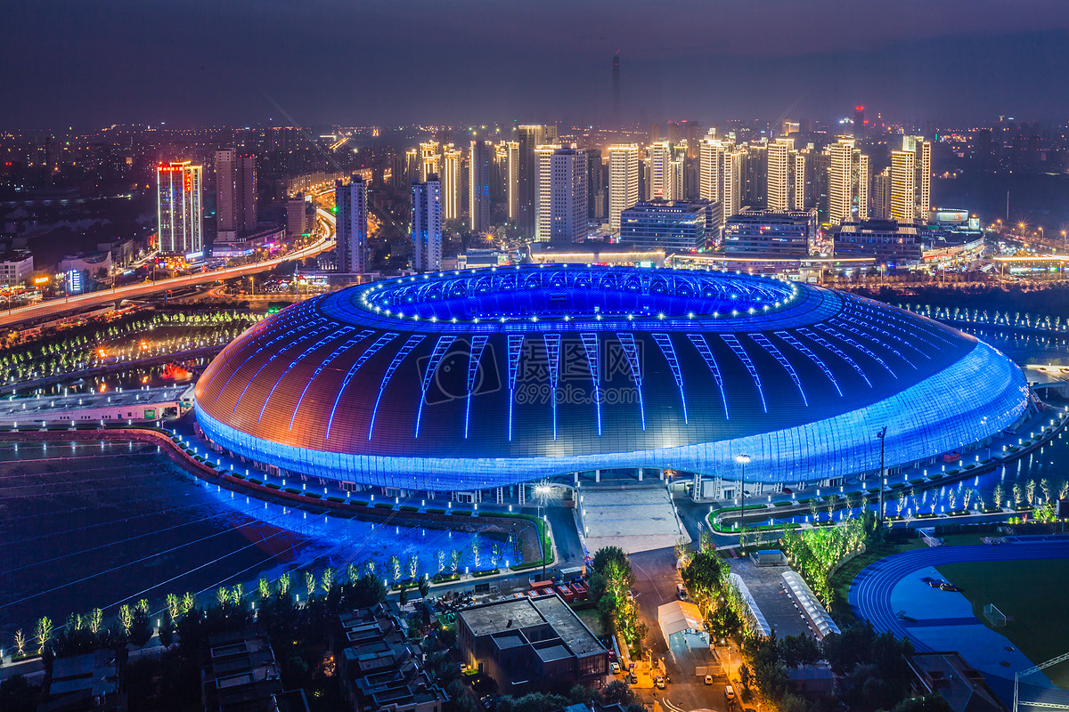 천진 올림픽 경기장 야경 센터 사진 무료 다운로드 - Lovepik