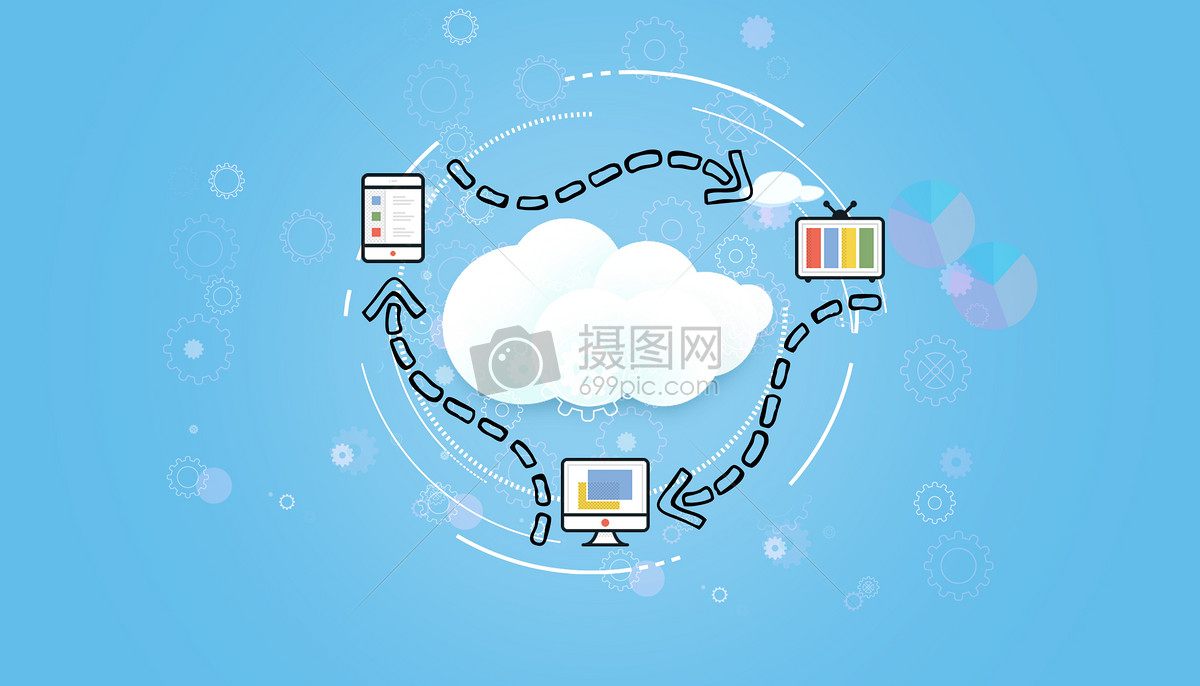 云朵连接电脑创意科技