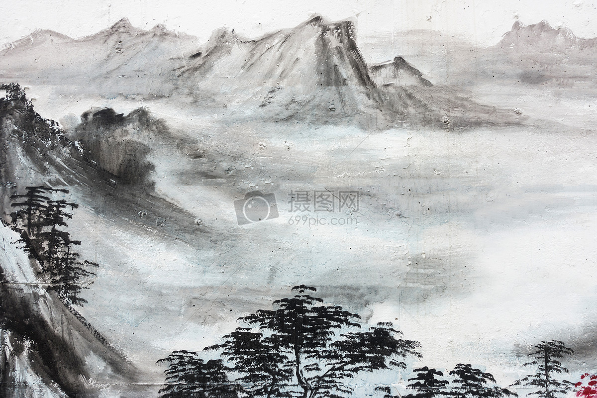 中国风水墨画一条龙在云海翻腾高清PNG素材