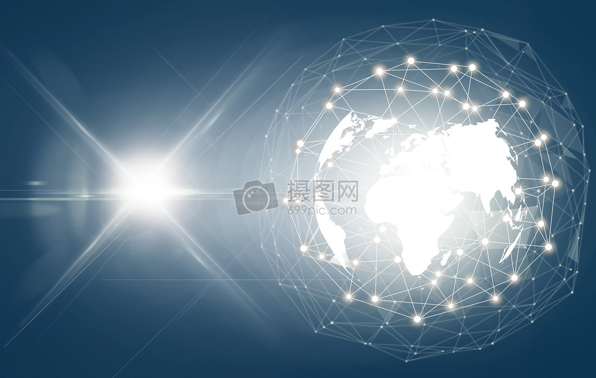 科技感炫光蓝色动感发光地球素材背景