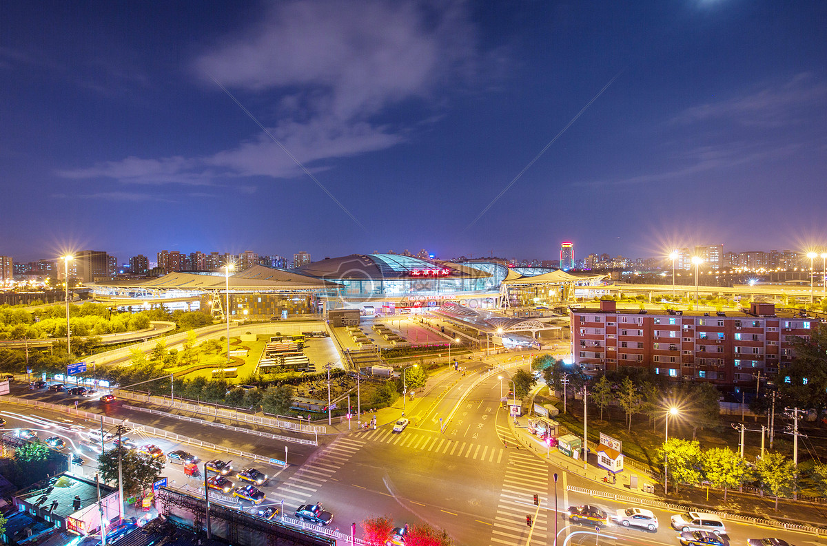 北京南站夜景摄影图片免费下载_地点/地标图库大全