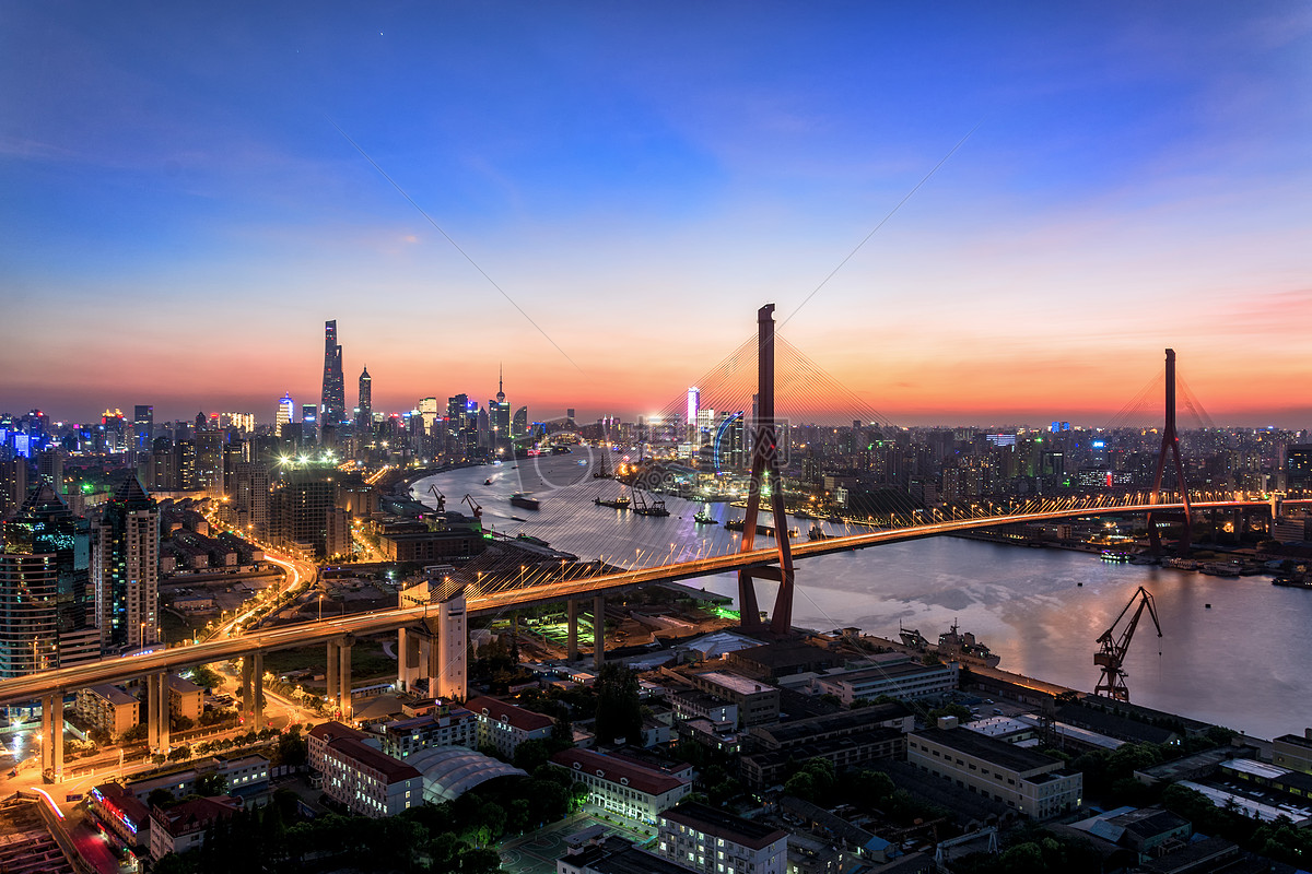 夕阳下的杨浦大桥·上海-作品-大疆社区