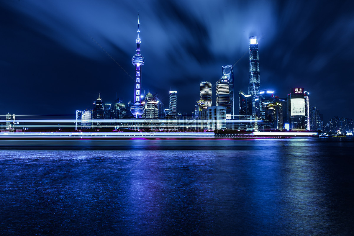 上海大气城市夜景陆家嘴高清图片下载-正版图片-摄