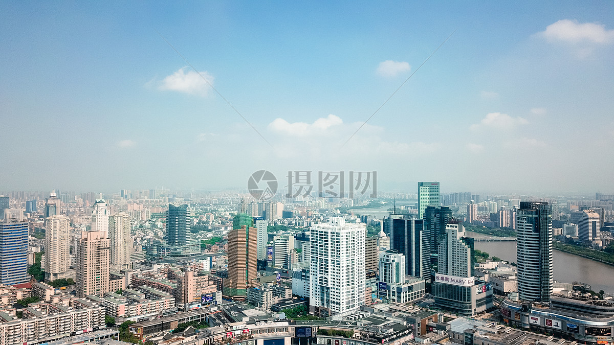 航拍宁波的城市建筑