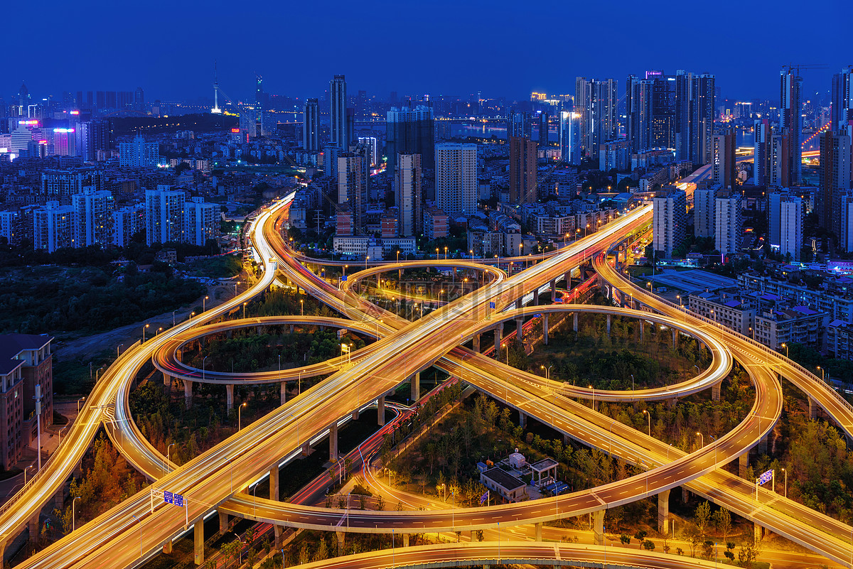 武汉城市立交桥夜景