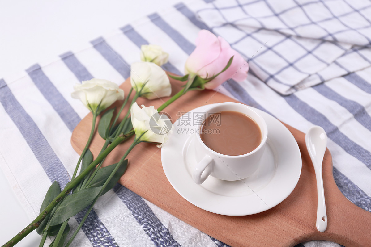 下午茶咖啡鲜花