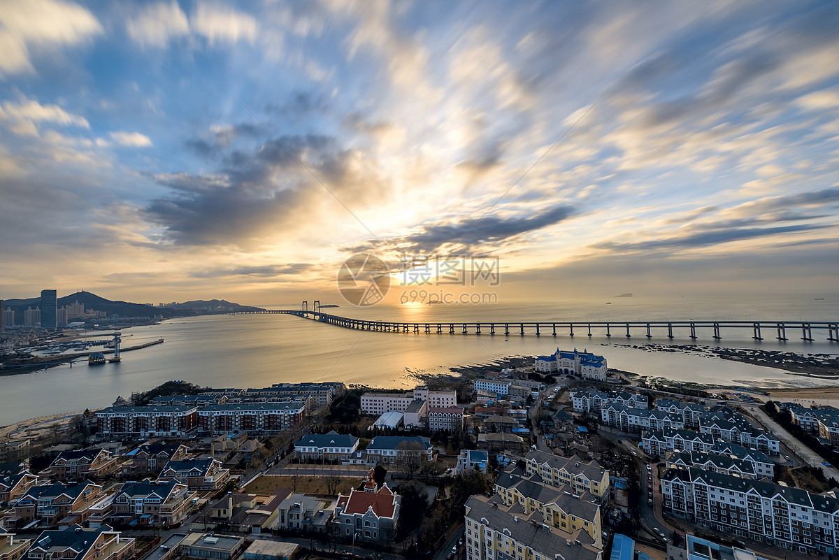 照片 自然风景 大连跨海大桥日出美景.