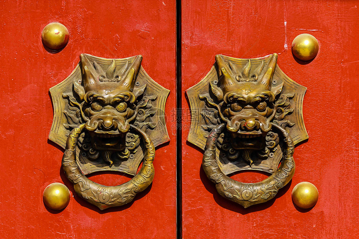 中国故宫的门钉照片摄影图片_ID:163984702-Veer图库